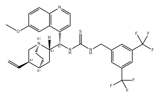 N-[[3,5-bis(trifluoromethyl)phenyl]methyl]-N'-[(8α,9S)-6'-methoxycinchonan-9-yl]-Thiourea Structural