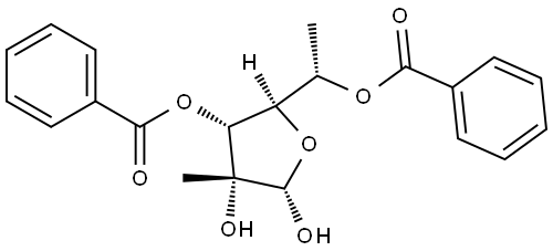 (1S)-1-[(2R,3R,4R,5S)-3-(benzoyloxy)-4,5-dihydroxy-4-methyloxolan-2-yl]ethyl benzoate Structural