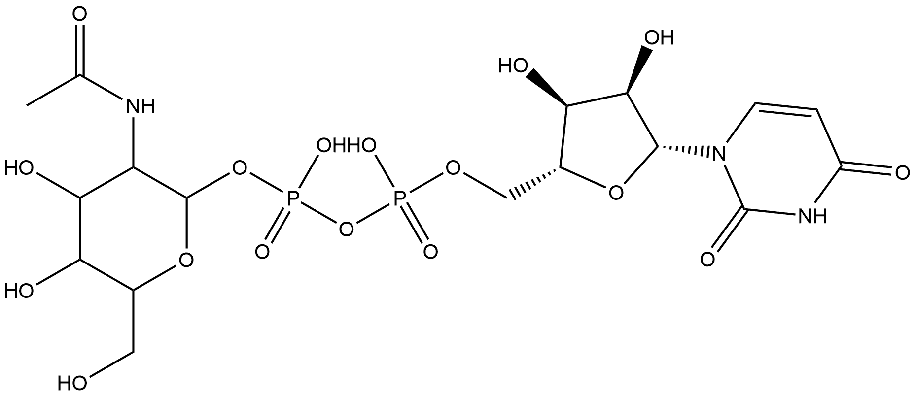 Uridine 5'-(trihydrogen diphosphate), P'-[2-(acetylamino)-2-deoxyhexopyranosyl] ester Structural