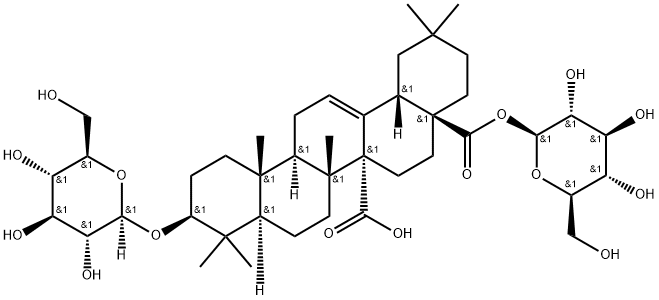 Olean-12-ene-27,28-dioicacid, 3-(b-D-glucopyranosyloxy)-, 28-b-D-glucopyranosyl ester, (3b)- Structural