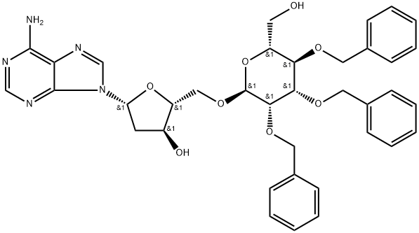 Adenosine,2'-deoxy-5'-0[2,3,4-tris-O(phenylmethyl)-a-D- Structural