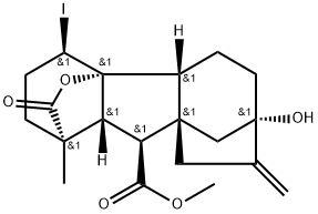 Gibbane-1,10-dicarboxylic acid, 4a,7-dihydroxy-4-iodo-1-methyl-8-methylene-, 1,4a-lactone, 10-methyl ester, (1α,4β,4aα,4bβ,10β)- (9CI) Structural