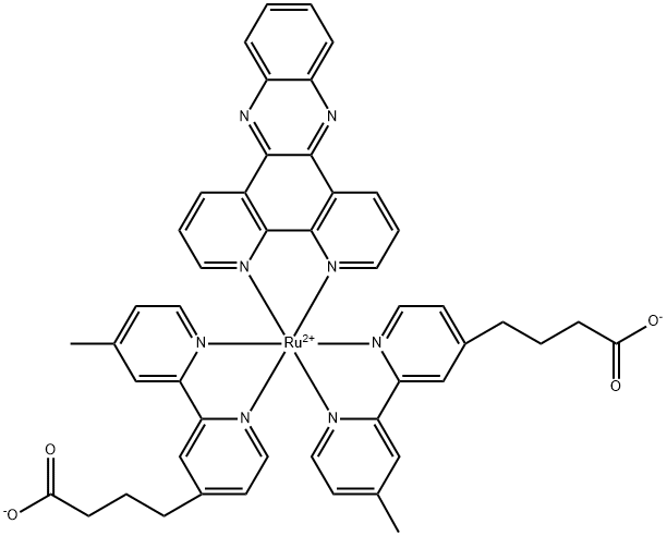 Bis(4-methyl-4'-carboxypropyl-2,2'-bipyridyl)(dipyrido[3,2-a:2',3'-c]phenazine)ruthenium(II) Dichloride Structural