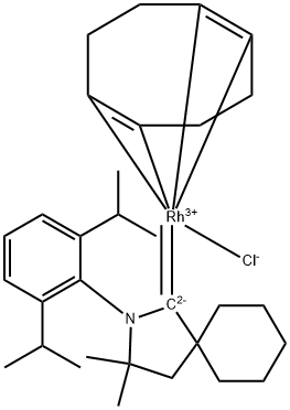 Rhodium, [2-[2,6-bis(1-methylethyl)phenyl]-3,3-dimethyl-2-azaspiro[4.5]dec-1-ylidene]chloro[(1,2,5,6-η)-1,5-cyclooctadiene]- Structural