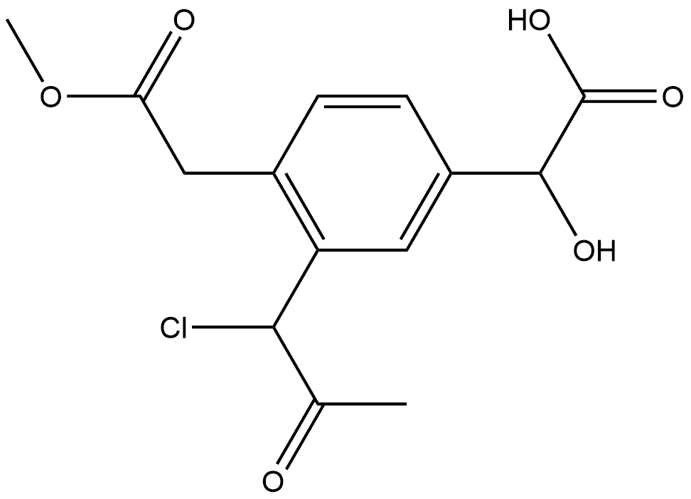 Methyl 4-(carboxy(hydroxy)methyl)-2-(1-chloro-2-oxopropyl)phenylacetate Structural