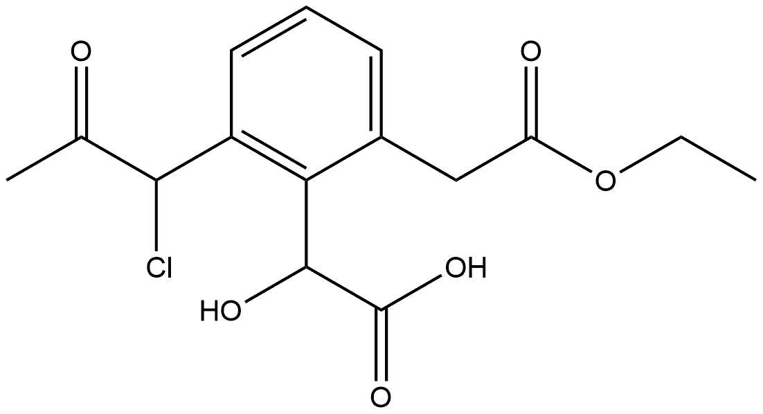 Ethyl 2-(carboxy(hydroxy)methyl)-3-(1-chloro-2-oxopropyl)phenylacetate Structural