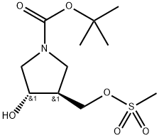 tert-Butyl (3S,4S)-3-hydroxy-4-(((methylsulfonyl)oxy)methyl)pyrrolidine-1-carboxylate Structural