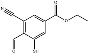 Ethyl 3-cyano-4-formyl-5-mercaptobenzoate Structural