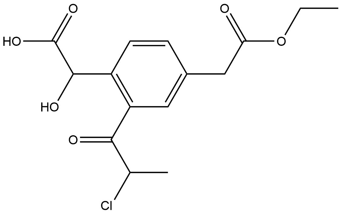 Ethyl 4-(carboxy(hydroxy)methyl)-3-(2-chloropropanoyl)phenylacetate Structural
