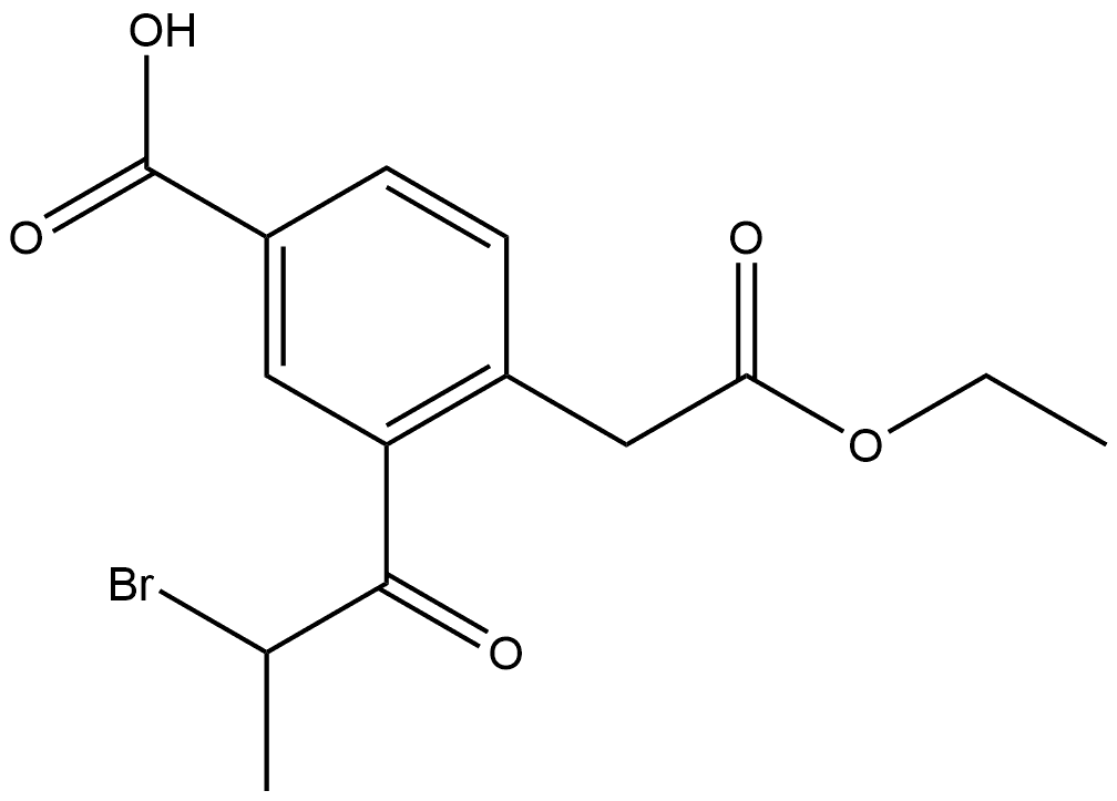 Ethyl 2-(2-bromopropanoyl)-4-carboxyphenylacetate Structural