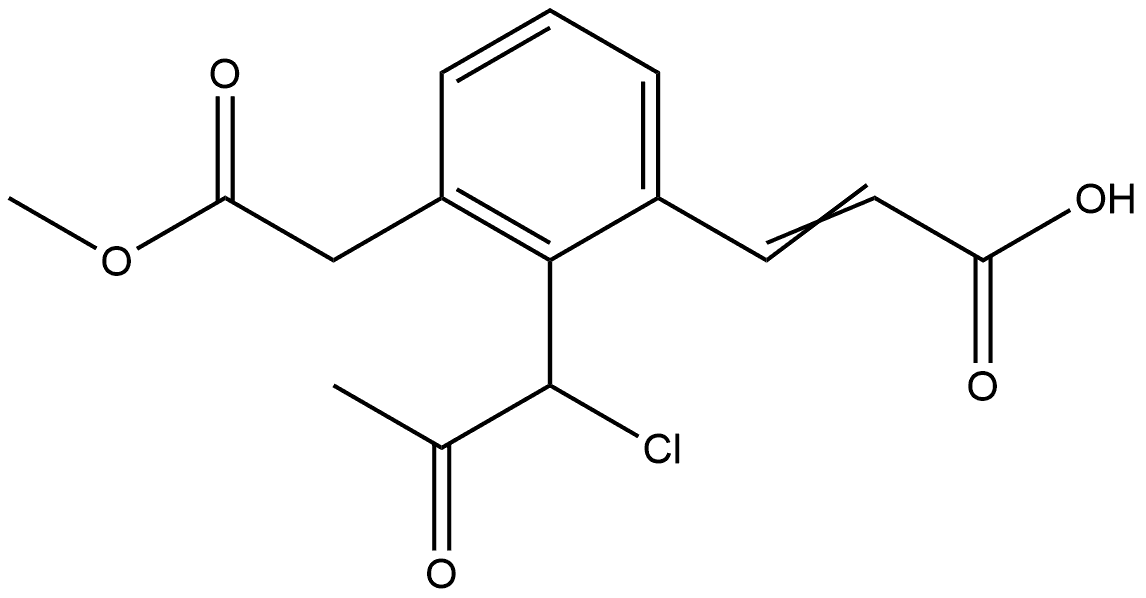 Methyl 3-(2-carboxyvinyl)-2-(1-chloro-2-oxopropyl)phenylacetate Structural