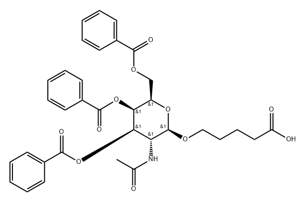 Pentanoic acid, 5-[[2-(acetylamino)-3,4,6-tri-O-benzoyl-2-deoxy-β-D-galactopyranosyl]oxy]- Structural