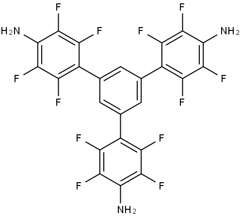 [1,1′:3′,1′′-Terphenyl]-4,4′′-diamine, 5′-(4-amino-2,3,5,6-tetrafluorophenyl)-2,2′′,3,3′′,5,5′′,6,6′′-octafluoro- Structural
