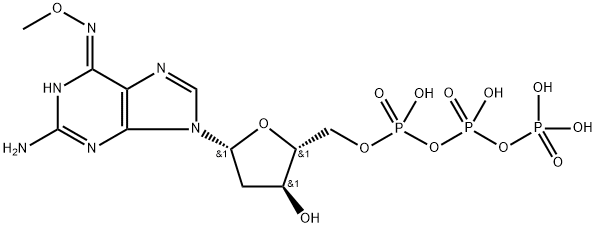 Guanosine 5'-(tetrahydrogen triphosphate), 2'-deoxy-, O-methyloxime Structural