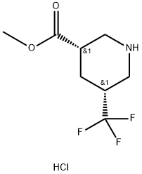 rac-methyl (3R,5S)-5-(trifluoromethyl)piperidine-3-carboxylate hydrochloride, cis Structural