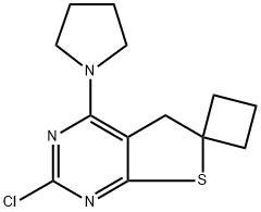 Spiro[cyclobutane-1,6'(5'H)-thieno[2,3-d]pyrimidine], 2'-chloro-4'-(1-pyrrolidinyl)- Structural