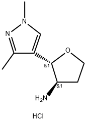 rac-(2R,3S)-2-(1,3-dimethyl-1H-pyrazol-4-yl)oxolan-3-amine dihydrochloride, trans Structural