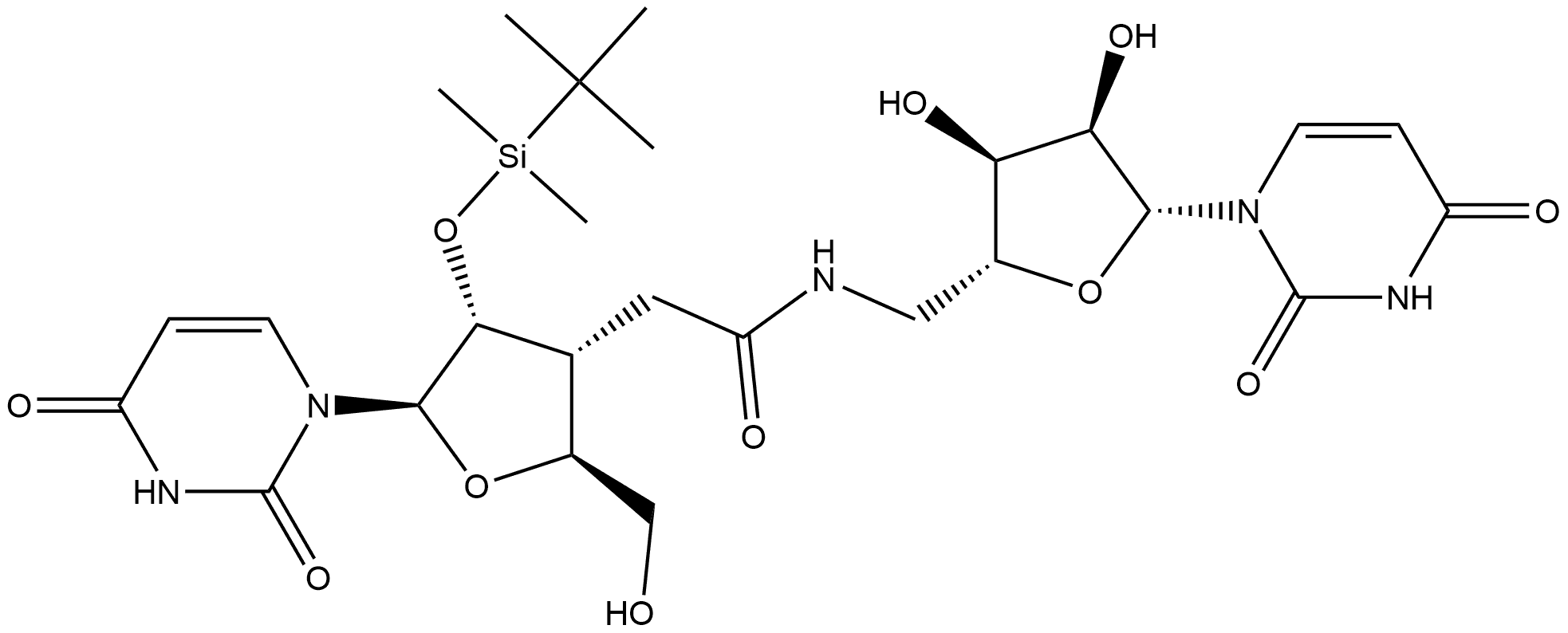 Uridine, 3'-de(phosphinicooxy)-2'-O-[(1,1-dimethylethyl)dimethylsilyl]uridylyl(2-oxo-1,2-ethanediyl)imino-(3'→5')-5'-deoxy- (9CI) Structural