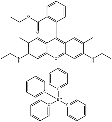 Xanthylium, 9-[2-(ethoxycarbonyl)phenyl]-3,6-bis(ethylamino)-2,7-dimethyl-, tetraphenylborate(1-) (1:1) Structural