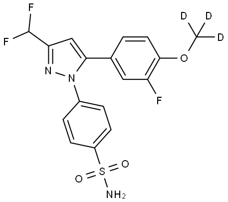 4-(3-(difluoromethyl)-5-(3-fluoro-4-(methoxy-d3)phenyl)-1H-pyrazol-1-yl)benzenesulfonamide Structural