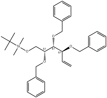 D-xylo-Hex-1-enitol, 1,2-dideoxy-6-O-[(1,1-dimethylethyl)dimethylsilyl]-3,4,5-tris-O-(phenylmethyl)- Structural