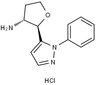 rac-(2R,3R)-2-(1-phenyl-1H-pyrazol-5-yl)oxolan-3-amine hydrochloride, trans Structural