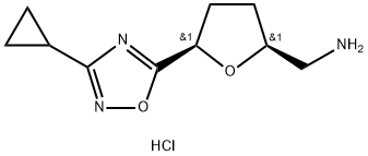 rac-[(2R,5S)-5-(3-cyclopropyl-1,2,4-oxadiazol-5-yl)oxolan-2-yl]methanamine hydrochloride, cis Structural