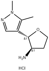 rac-(2R,3S)-2-(1,5-dimethyl-1H-pyrazol-4-yl)oxolan-3-amine dihydrochloride, trans Structural