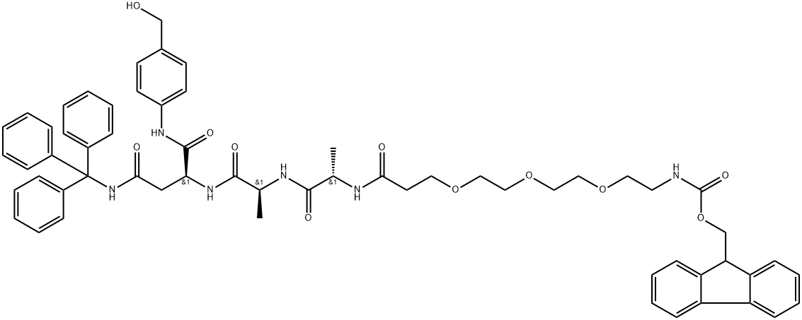 Fmoc-PEG3-Ala-Ala-Asn(Trt)-PAB Structural