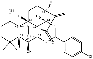 Kaur-16-en-15-one, 7,14-[[(4-chlorophenyl)methylene]bis(oxy)]-7,20-epoxy-1,6-dihydroxy-, (1α,6β,7β,14R)- Structural