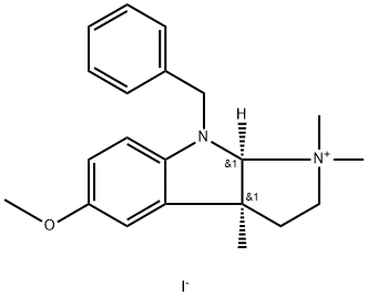 Pyrrolo[2,3-b]indolium, 1,2,3,3a,8,8a-hexahydro-5-methoxy-1,1,3a-trimethyl-8-(phenylmethyl)-, iodide (1:1), (3aS,8aS)- Structural