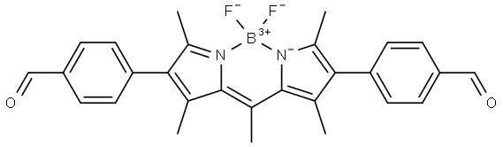 4,4'-(5,5-difluoro-1,3,7,9,10-pentamethyl-5H-4l4,
5l4-dipyrrolo[1,2-c:2',1'-f][1,3,2]diazaborinine-
2,8-diyl)dibenzaldehyde Structural