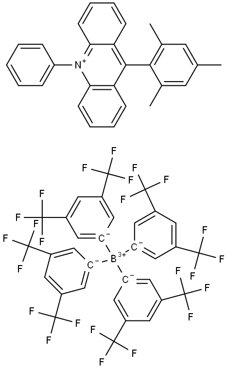 10-Phenyl-9-(2,4,6-trimethylphenyl)acridinium Tetrakis[3,5-bis(trifluoromethyl)phenyl]borate Structural