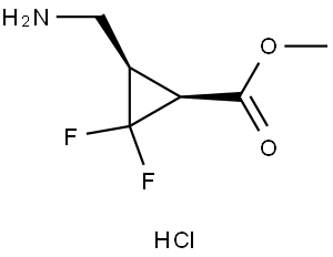 rac-methyl (1R,3S)-3-(aminomethyl)-2,2-difluorocyclopropane-1-carboxylate hydrochloride, cis Structural