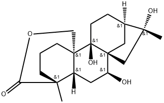 Kauran-18-oic acid, 7,9,16,20-tetrahydroxy-, 18,20-lactone, (4α,7β)- Structural