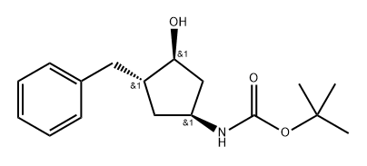 tert-butyl N-[(1S,3S,4S)-3-benzyl-4-hydroxy-cyclopentyl]carbamate Structural