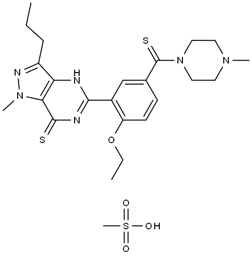 7H-Pyrazolo[4,3-d]pyrimidine-7-thione, 5-[2-ethoxy-5-[(4-methyl-1-piperazinyl)thioxomethyl]phenyl]-1,6-dihydro-1-methyl-3-propyl-, compd. with methanesulfonate (1:1) Structural