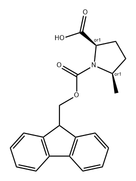 rac-(2R,5R)-1-{[(9H-fluoren-9-yl)methoxy]carbonyl}-5-methylpyrrolidine-2-carboxylic acid, cis Structural
