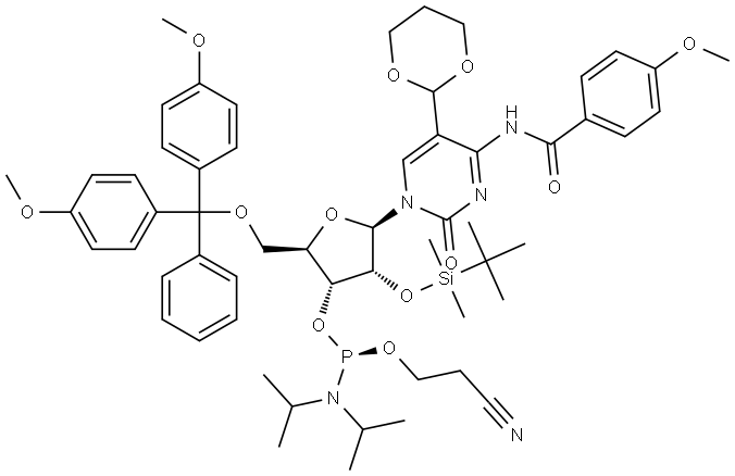 5'-O-DMT-2'-O-TBDMS-5-Formyl-N4-(4-Methoxybenzoyl)-Cytidine-3'-CE Phosphoramidite Structural