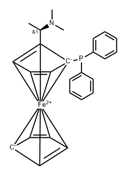 Ferrocene, 1-[(1R)-1-(dimethylamino)ethyl]-2-(diphenylphosphino)-
Coordination Compound Structural