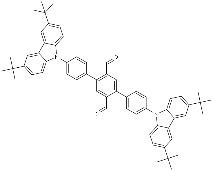 4,4''-bis(3,6-di-tert-butyl-9H-carbazol-9-yl)-[1,1':4',1''-terphenyl]-2',5'-dicarbaldehyde Structural