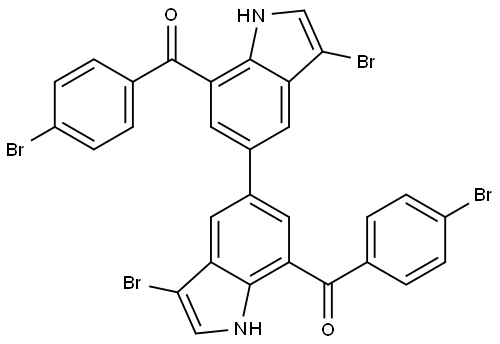 Methanone, 1,1′-(3,3′-dibromo[5,5′-bi-1H-indole]-7,7′-diyl)bis[1-(4-bromophenyl)- Structural