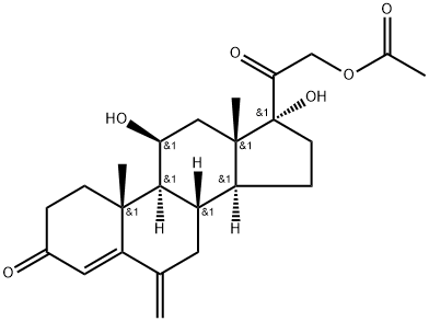 Pregn-4-ene-3,20-dione, 21-(acetyloxy)-11,17-dihydroxy-6-methylene-, (11β)- (9CI) Structural