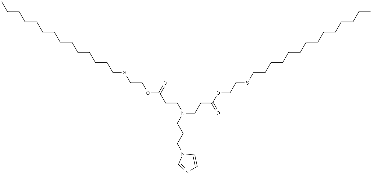 β-Alanine, N-[3-(1H-imidazol-1-yl)propyl]-N-[3-oxo-3-[2-(tetradecylthio)ethoxy]propyl]-, 2-(tetradecylthio)ethyl ester Structural