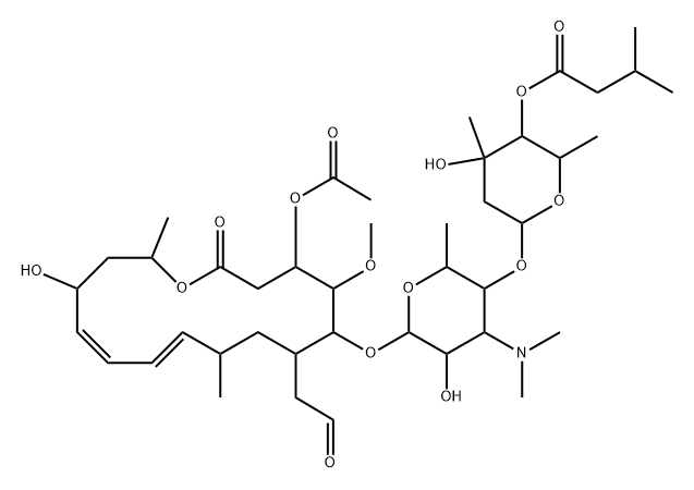 Leucomycin V, 9,10-didehydro-9-deoxy-10,13-dihydro-13-hydroxy-, 3-acetate 4B-(3-methylbutanoate), (13S)- Structural