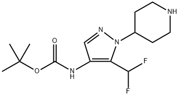tert-butylN-[5-(difluoromethyl)-1-(piperidin-4-yl)-1H-pyrazole-4-yl]carbamate Structural