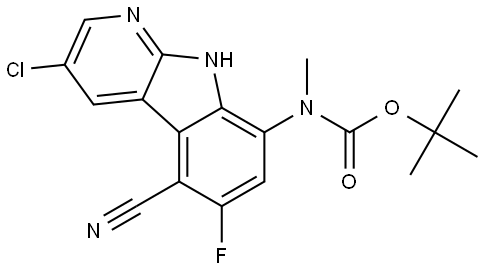 Carbamic acid, N-(3-chloro-5-cyano-6-fluoro-9H-pyrido[2,3-b]indol-8-yl)-N-methyl-, 1,1-dimethylethyl ester Structural