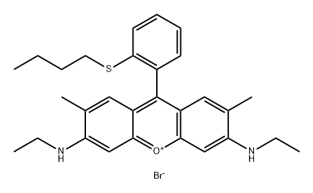 Xanthylium, 9-[2-(butylthio)phenyl]-3,6-bis(ethylamino)-2,7-dimethyl-, bromide (1:1) (ACI) Structural