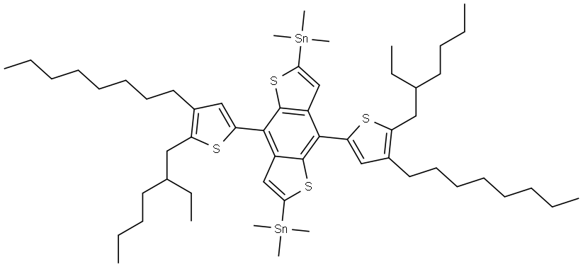 (4,8-Bis(5-(2-ethylhexyl)-4-octylthiophen-2-yl)benzo[1,2-b:4,5-b']dithiophene-2,6-diyl)bis(trimethylstannane) Structural