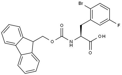 (2S)-3-(2-bromo-5-fluorophenyl)-2-({[(9H-fluoren-9-yl)methoxy]carbonyl}amino)propanoic acid Structural